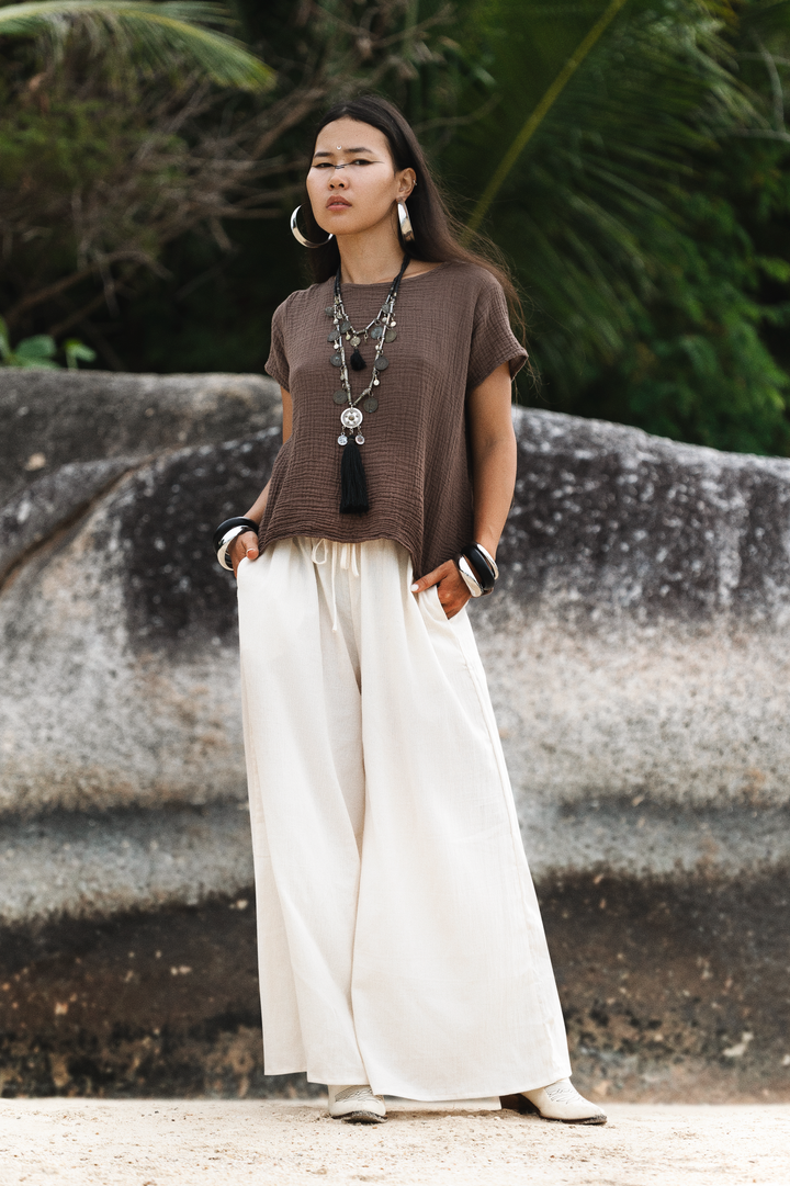 Comfy Cotton Pants Anda Off-White