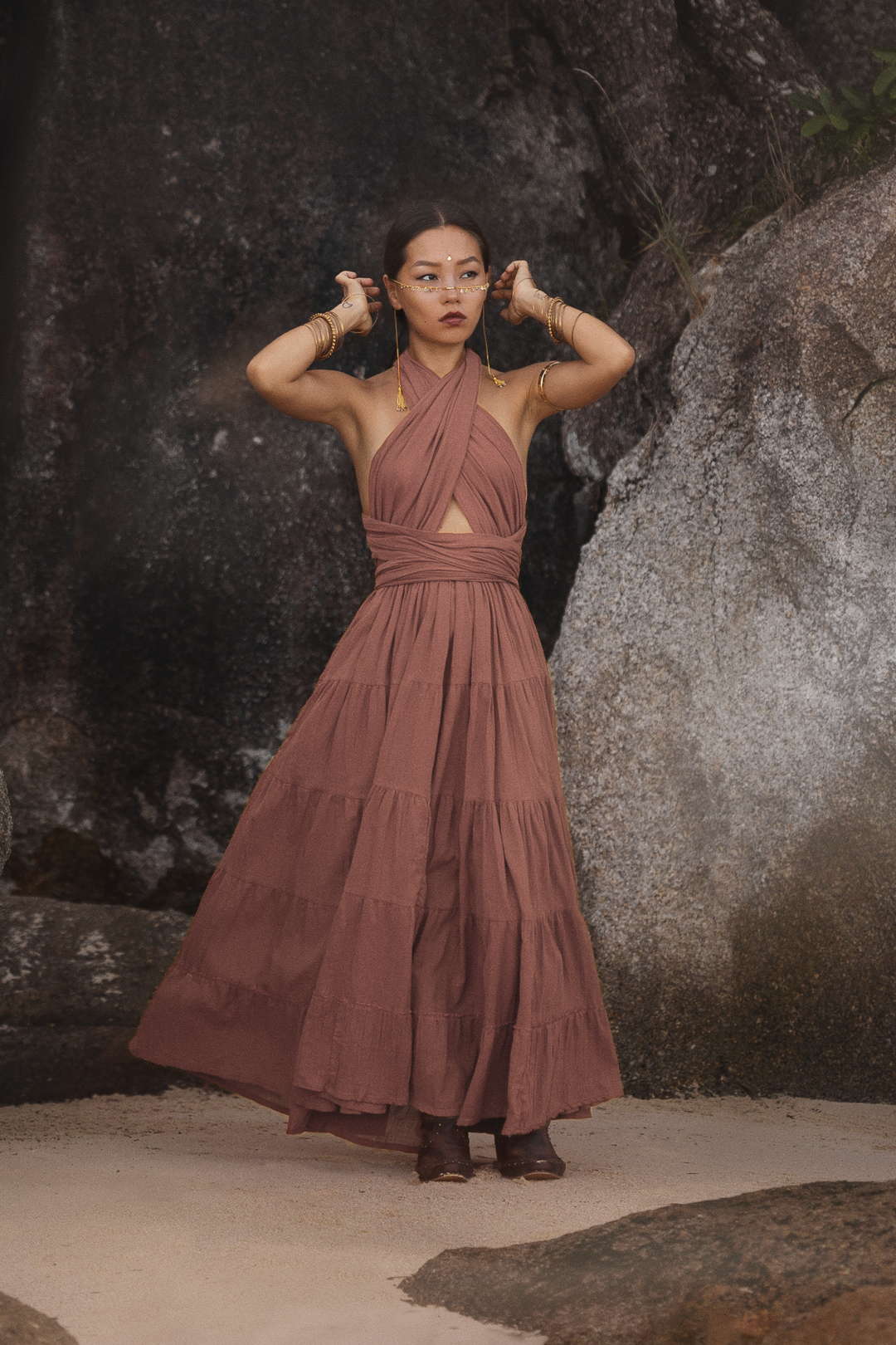 Amara Bohemian Maxi Dress Sandstone