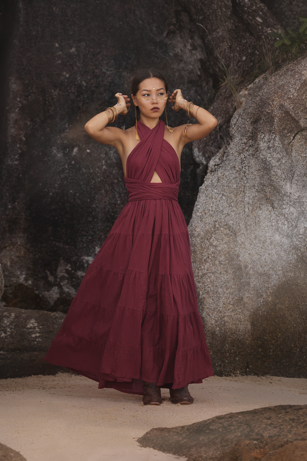Amara Bohemian Maxi Dress Red Amara Bohemian Maxi Dress Red