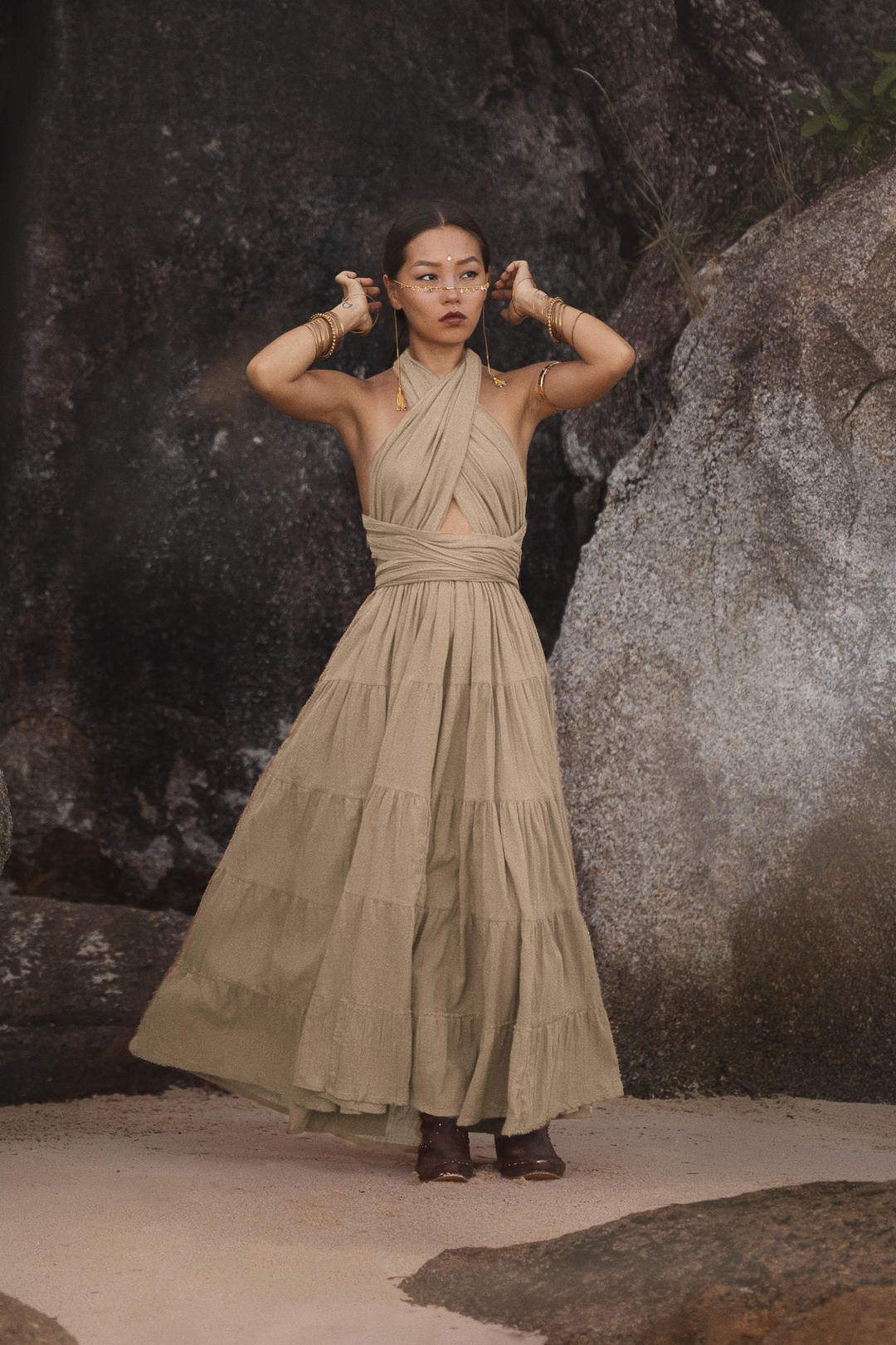 Amara Bohemian Maxi Dress Beige