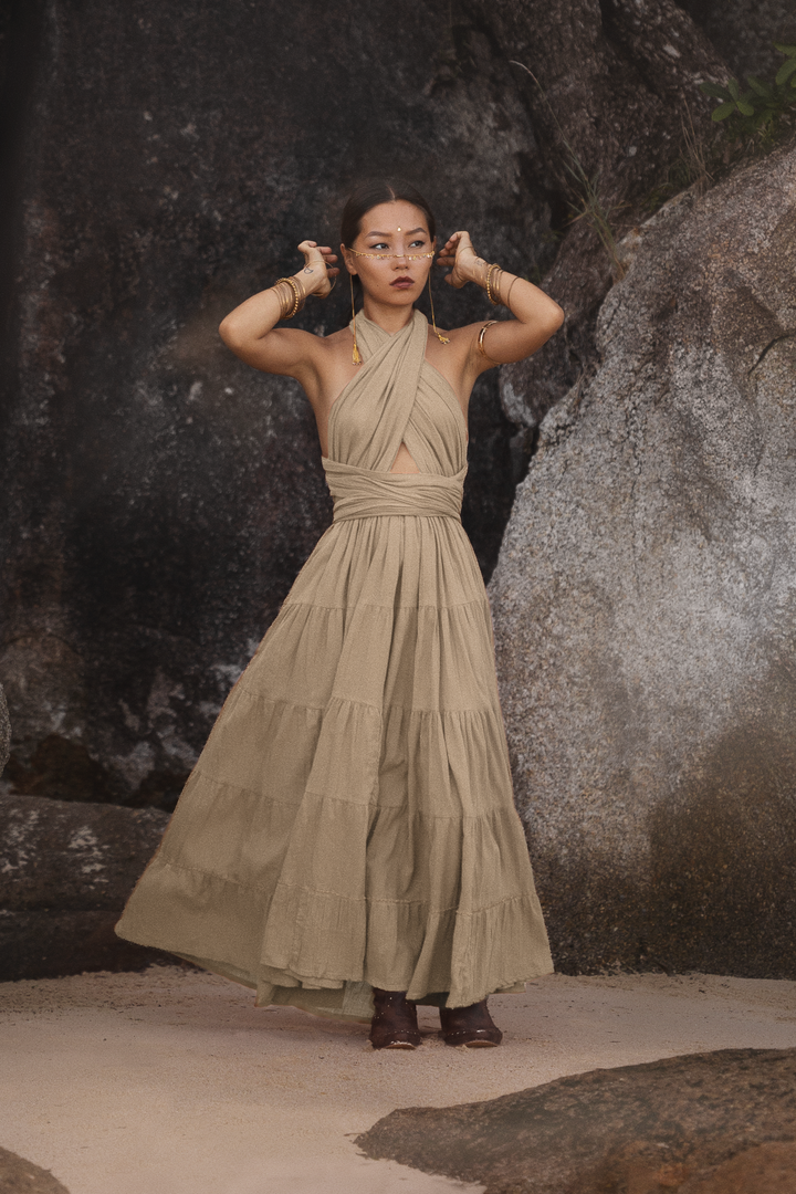 Amara Bohemian Maxi Dress Beige