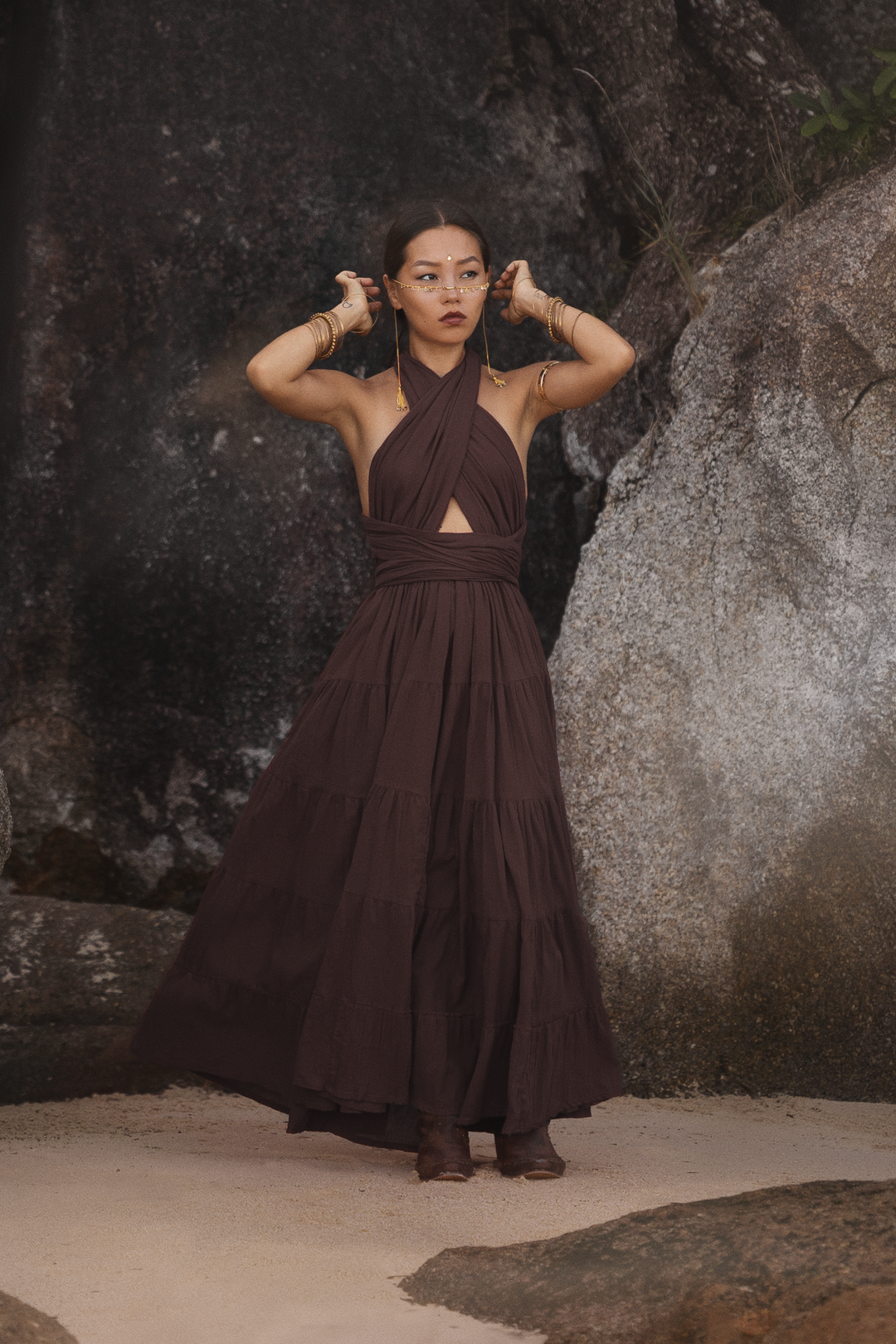 Amara Bohemian Maxi Dress Brown