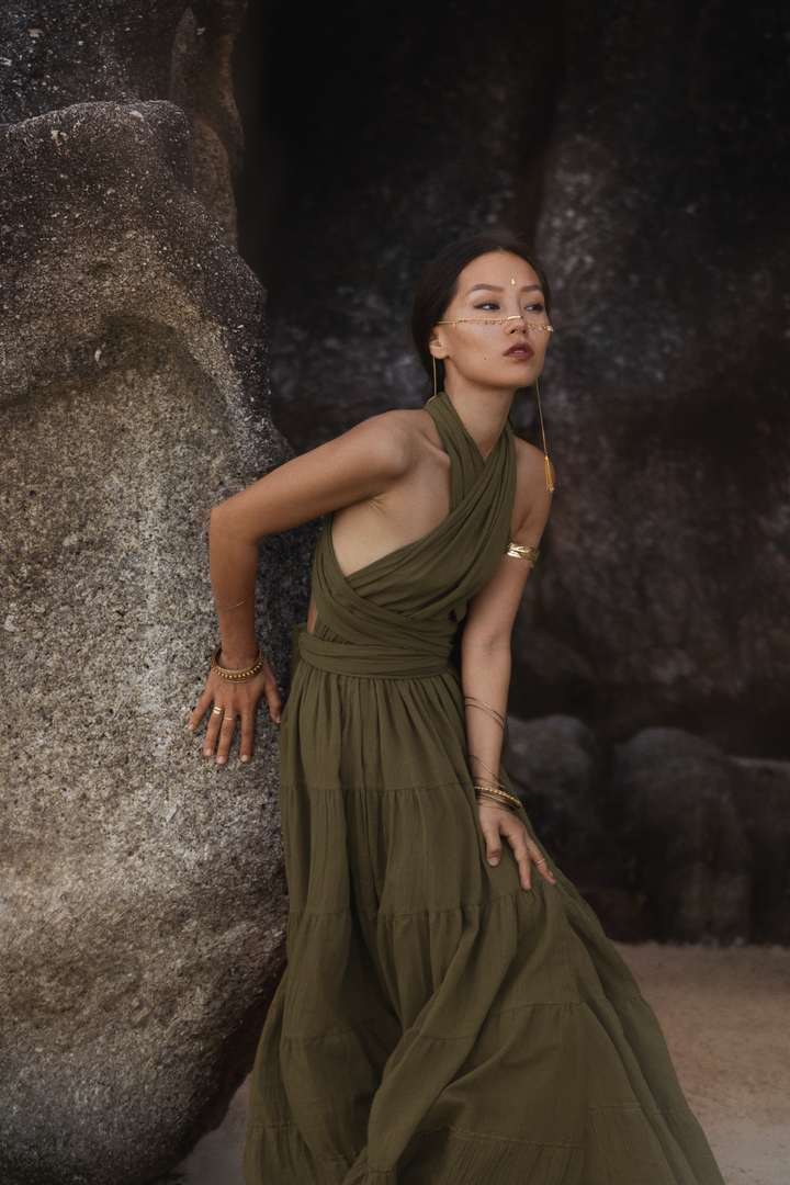 Amara Bohemian Maxi Dress Olive