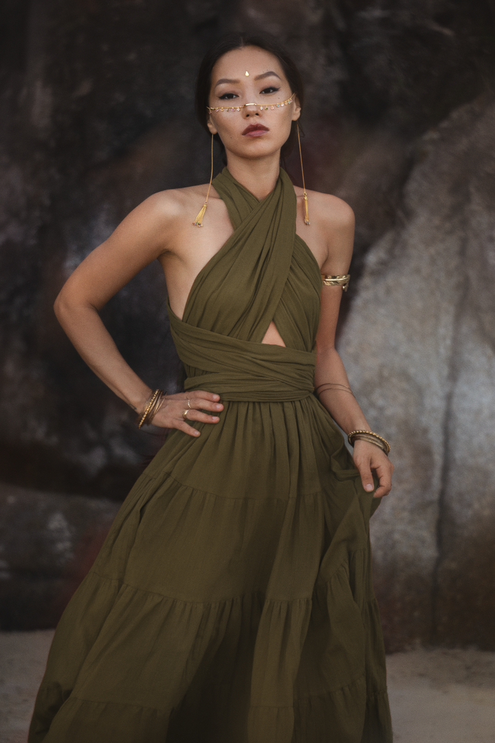 Amara Bohemian Maxi Dress Olive
