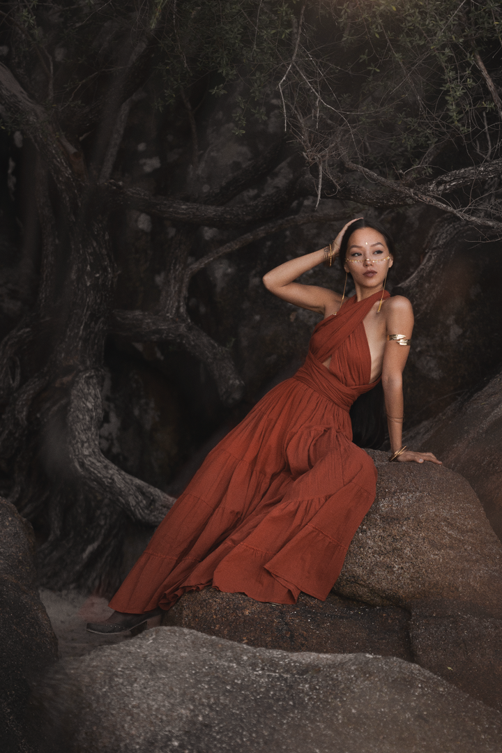 Amara Bohemian Maxi Dress Rust