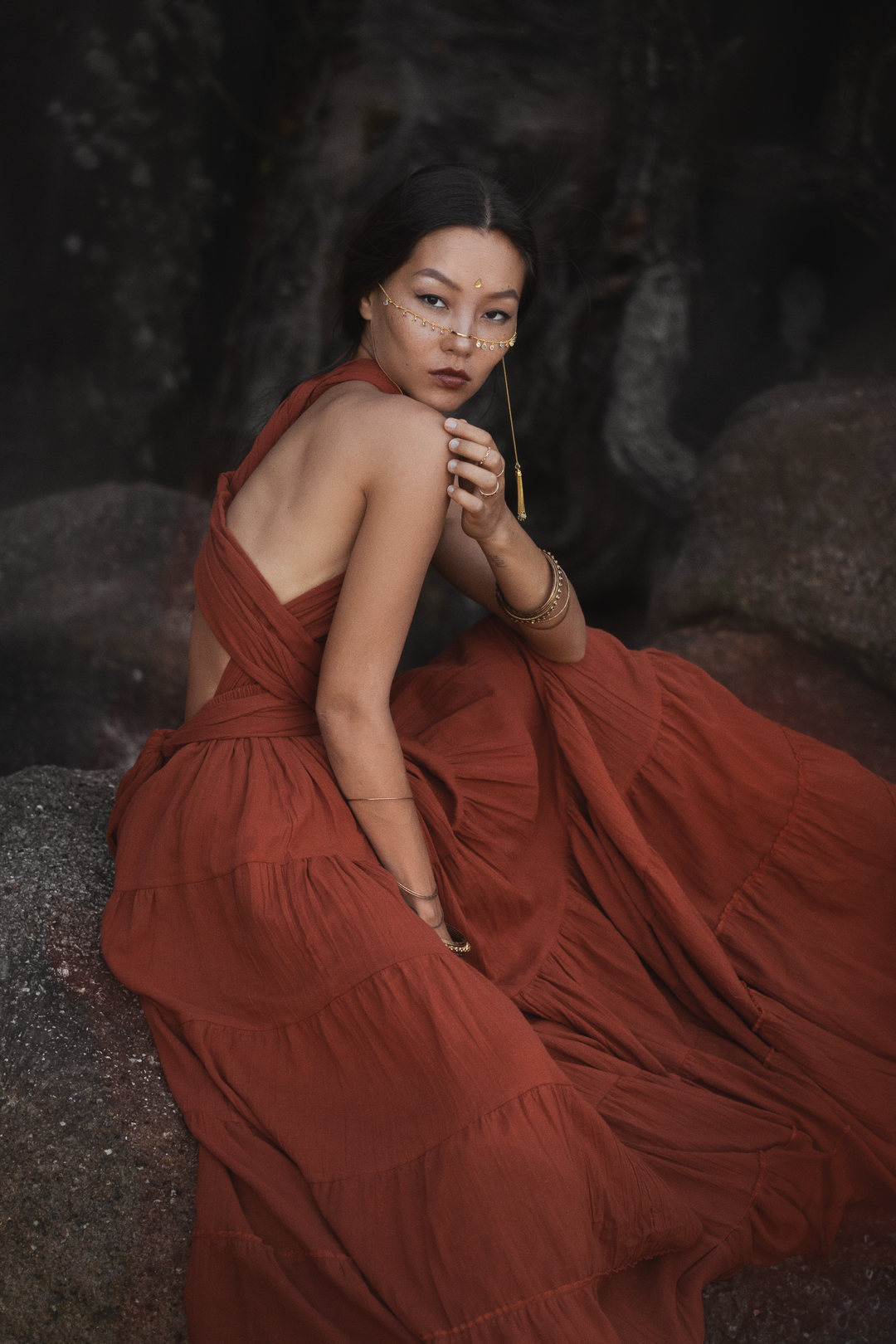 Amara Bohemian Maxi Dress Rust