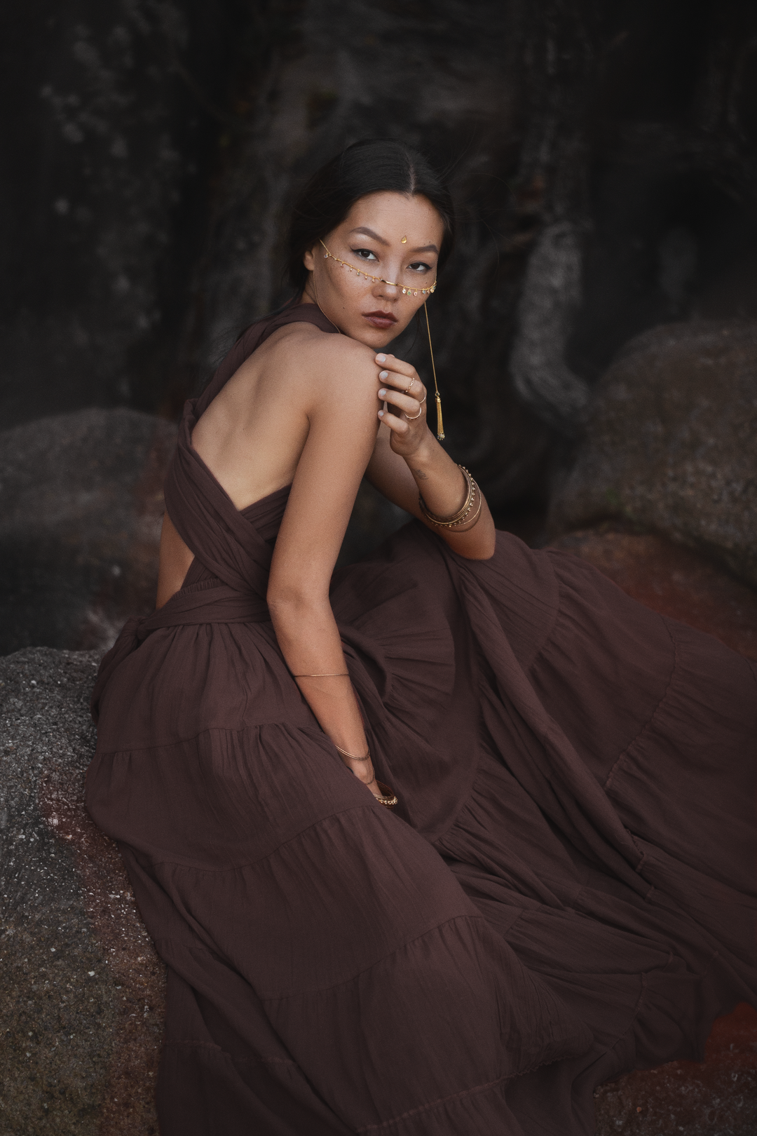 Amara Bohemian Maxi Dress Brown