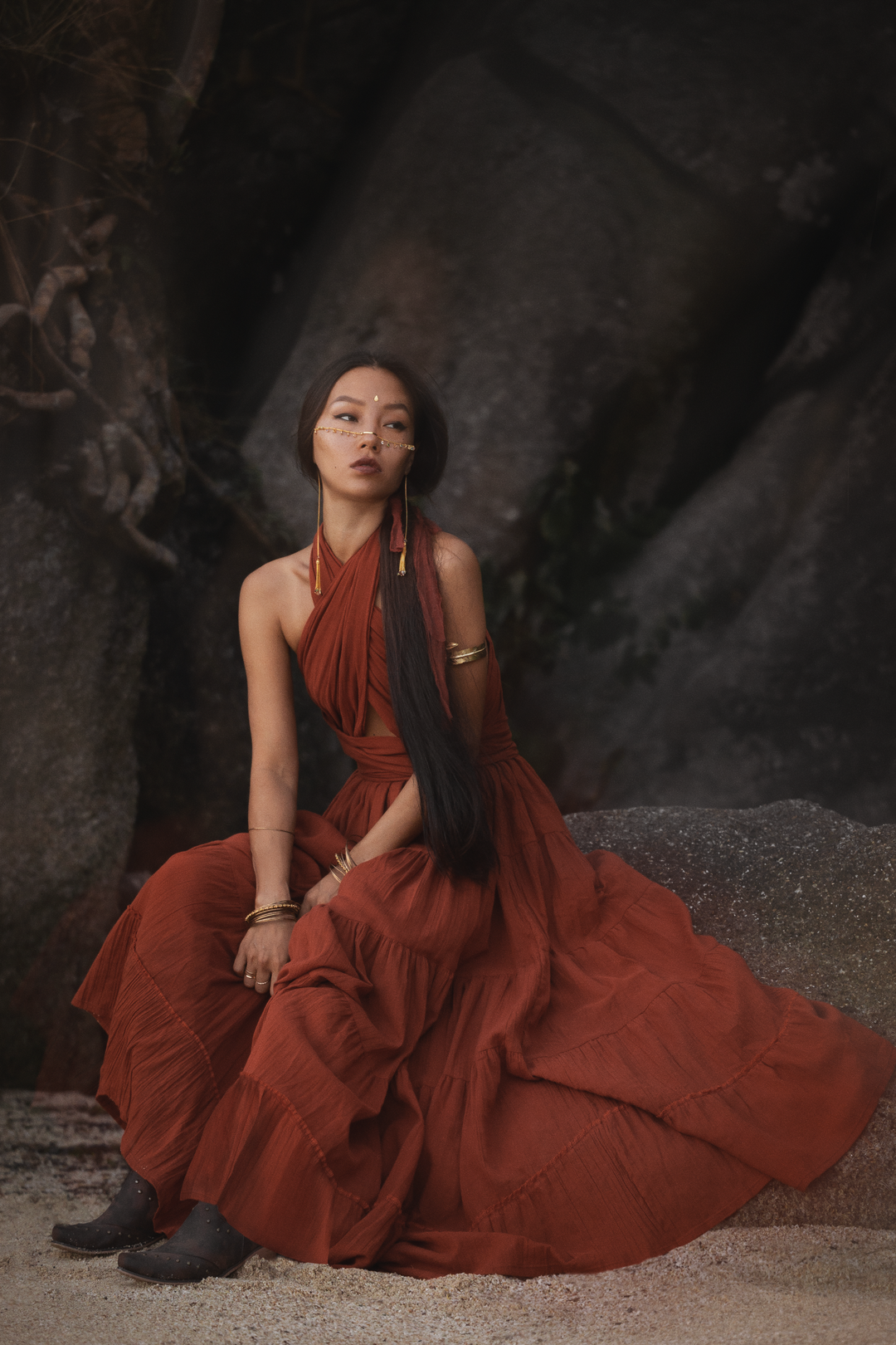 Amara Bohemian Maxi Dress Rust