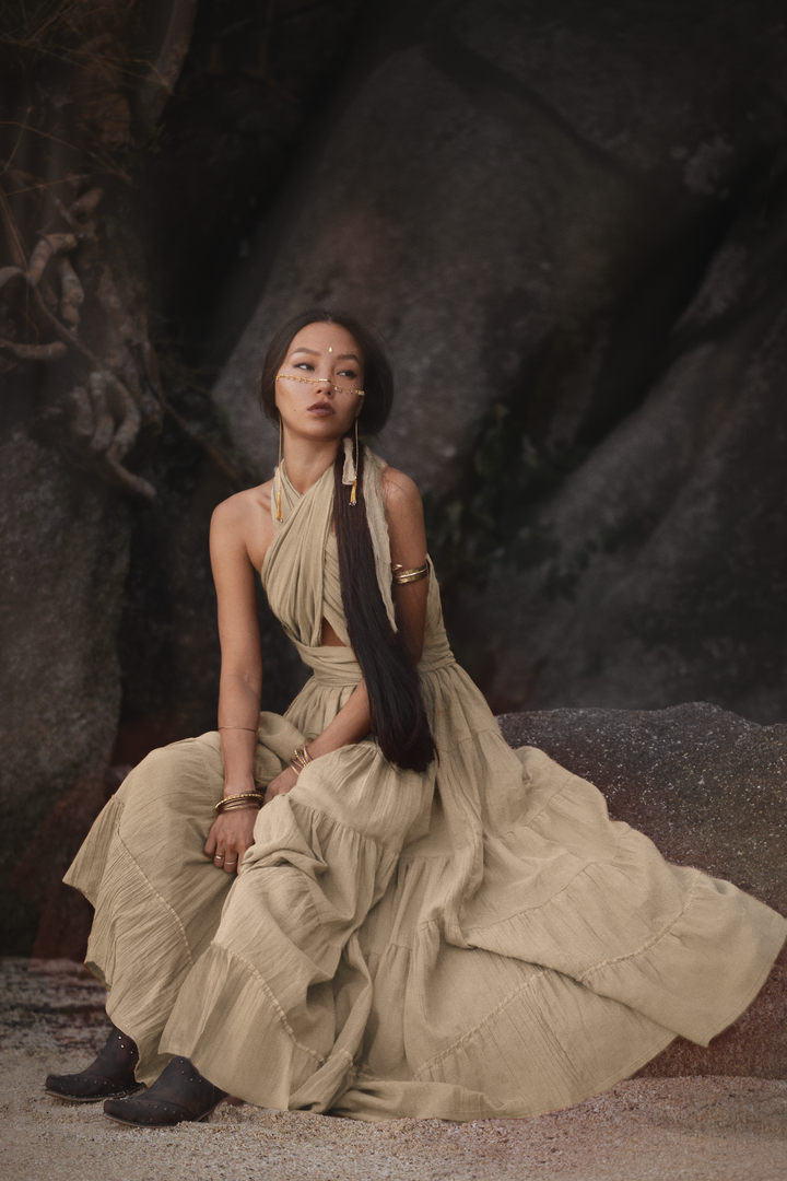 Amara Bohemian Maxi Dress Beige