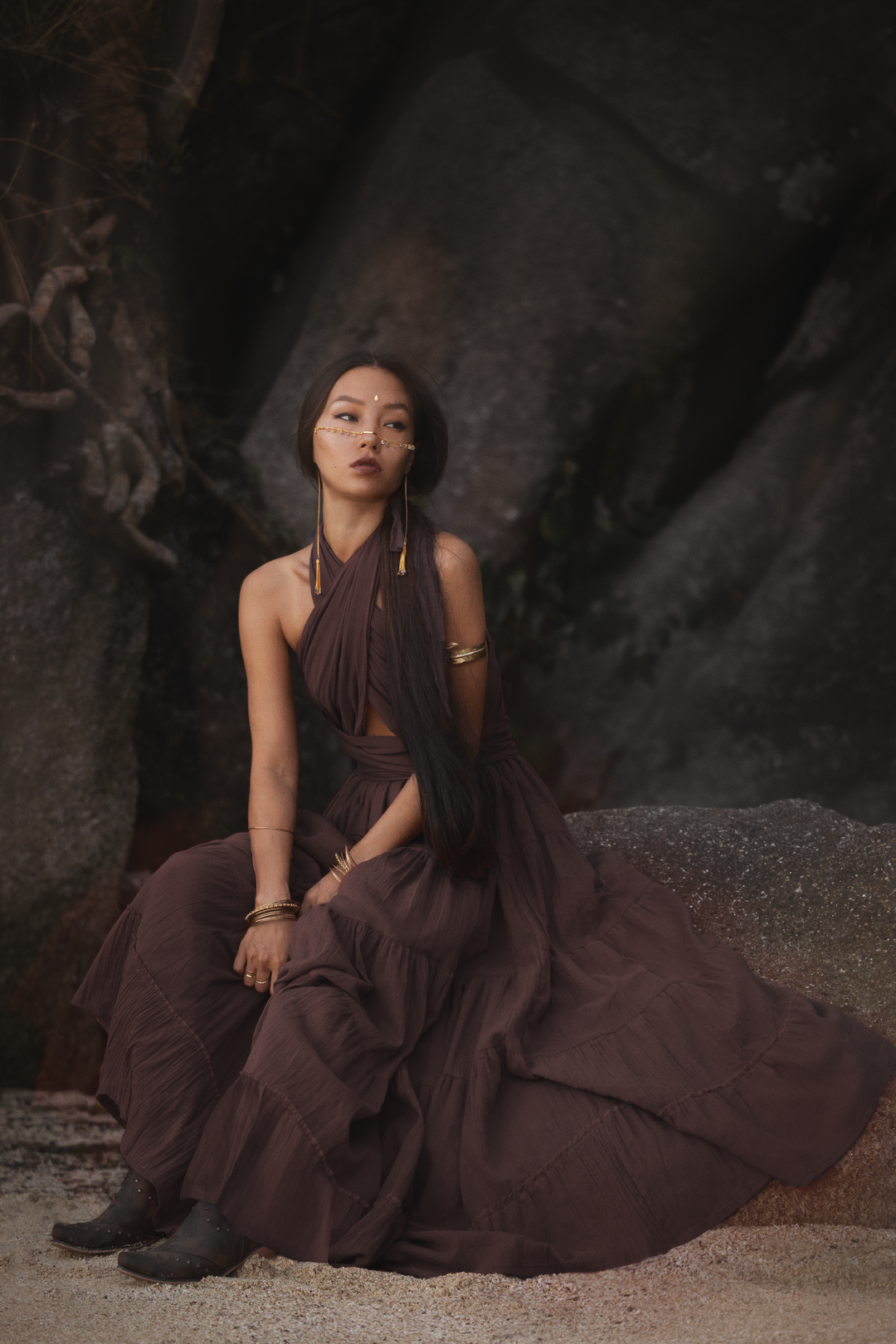 Amara Bohemian Maxi Dress Brown