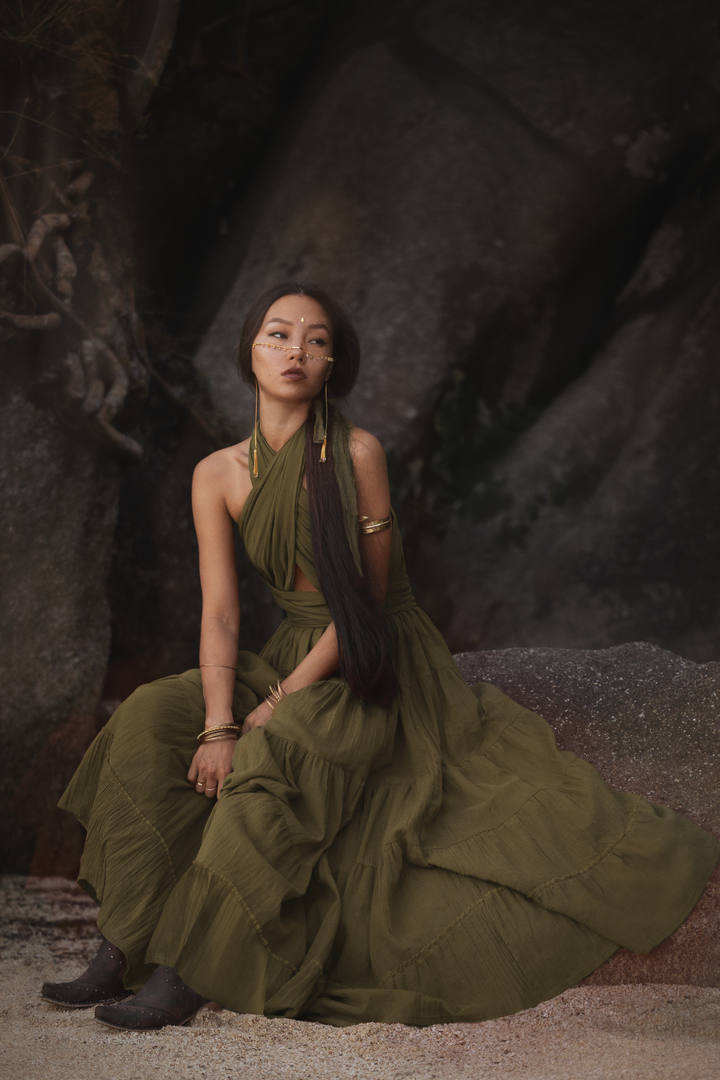 Amara Bohemian Maxi Dress Olive
