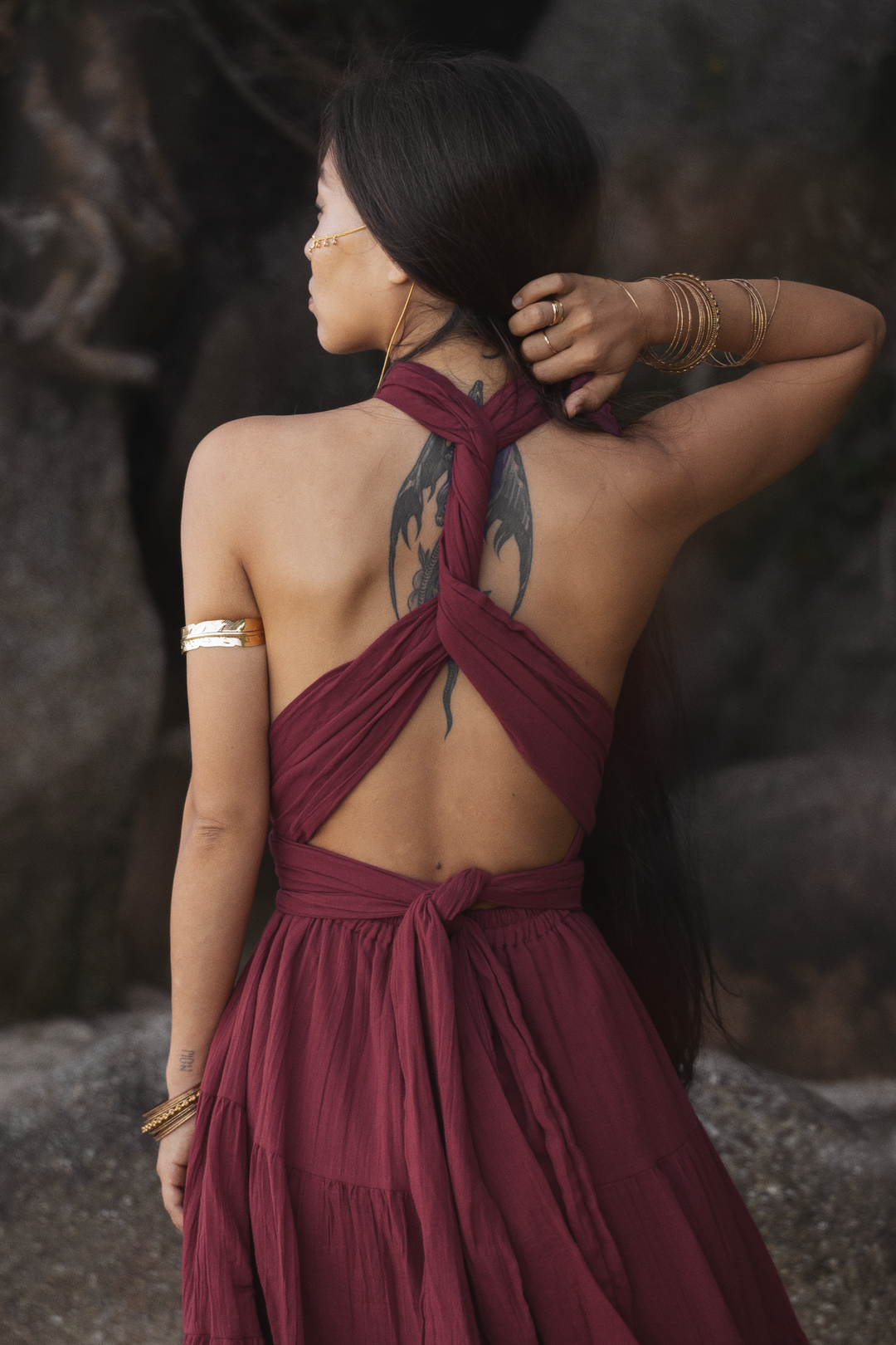 Amara Bohemian Maxi Dress Red Amara Bohemian Maxi Dress Red