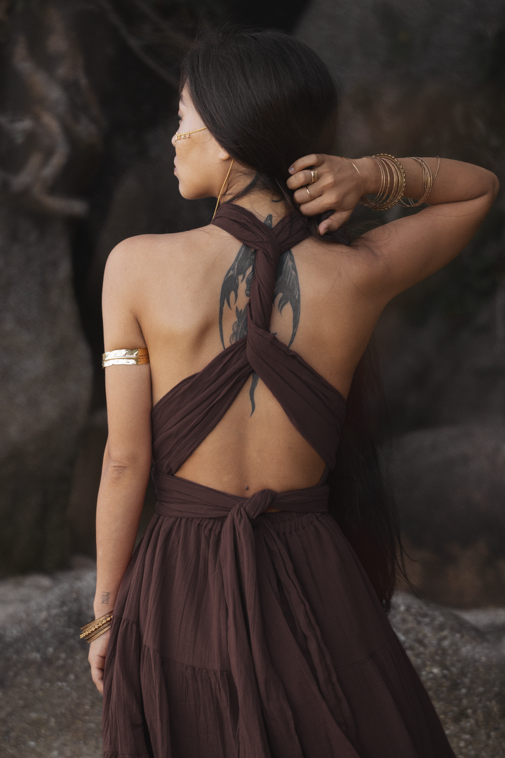 Amara Bohemian Maxi Dress Brown