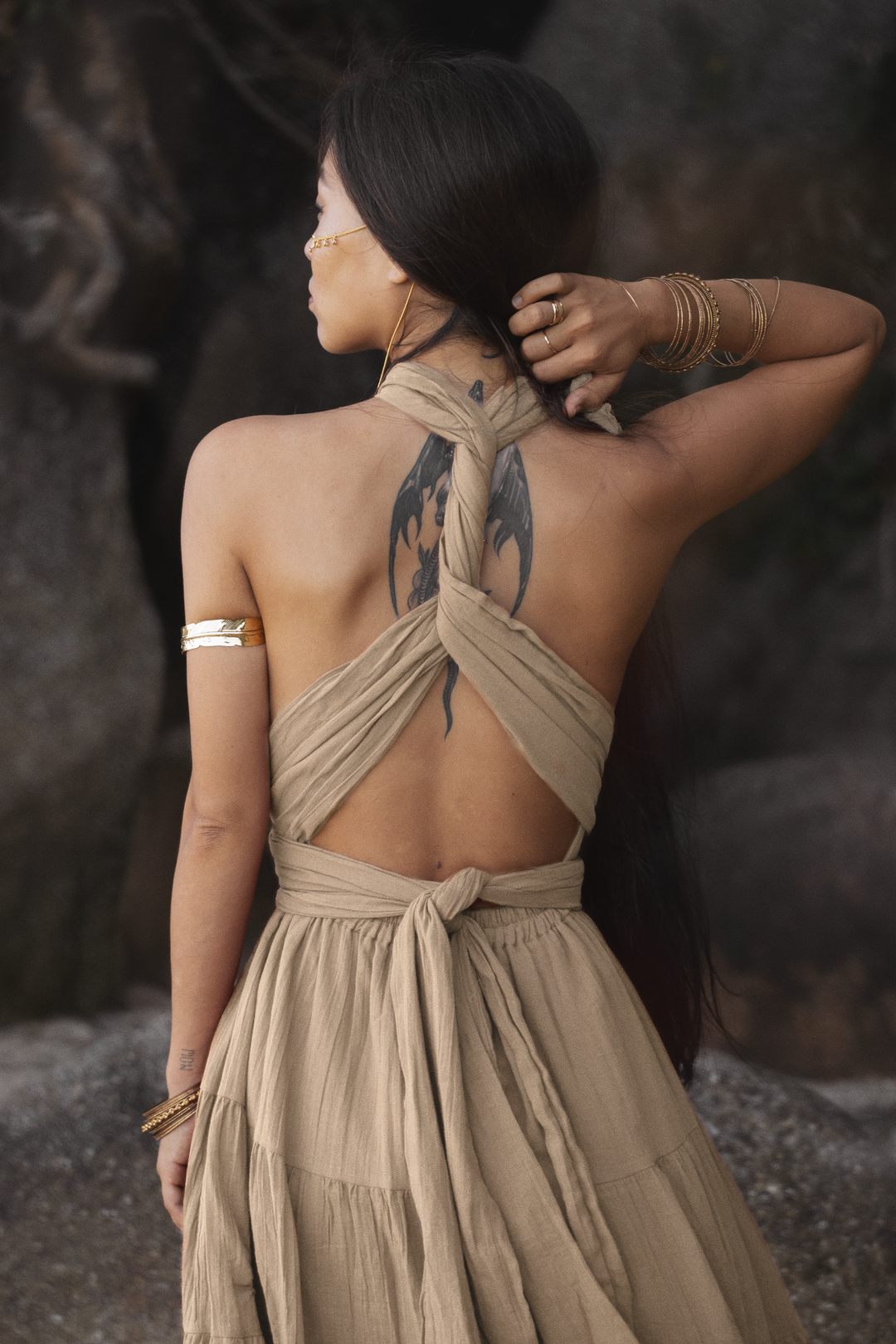 Amara Bohemian Maxi Dress Beige