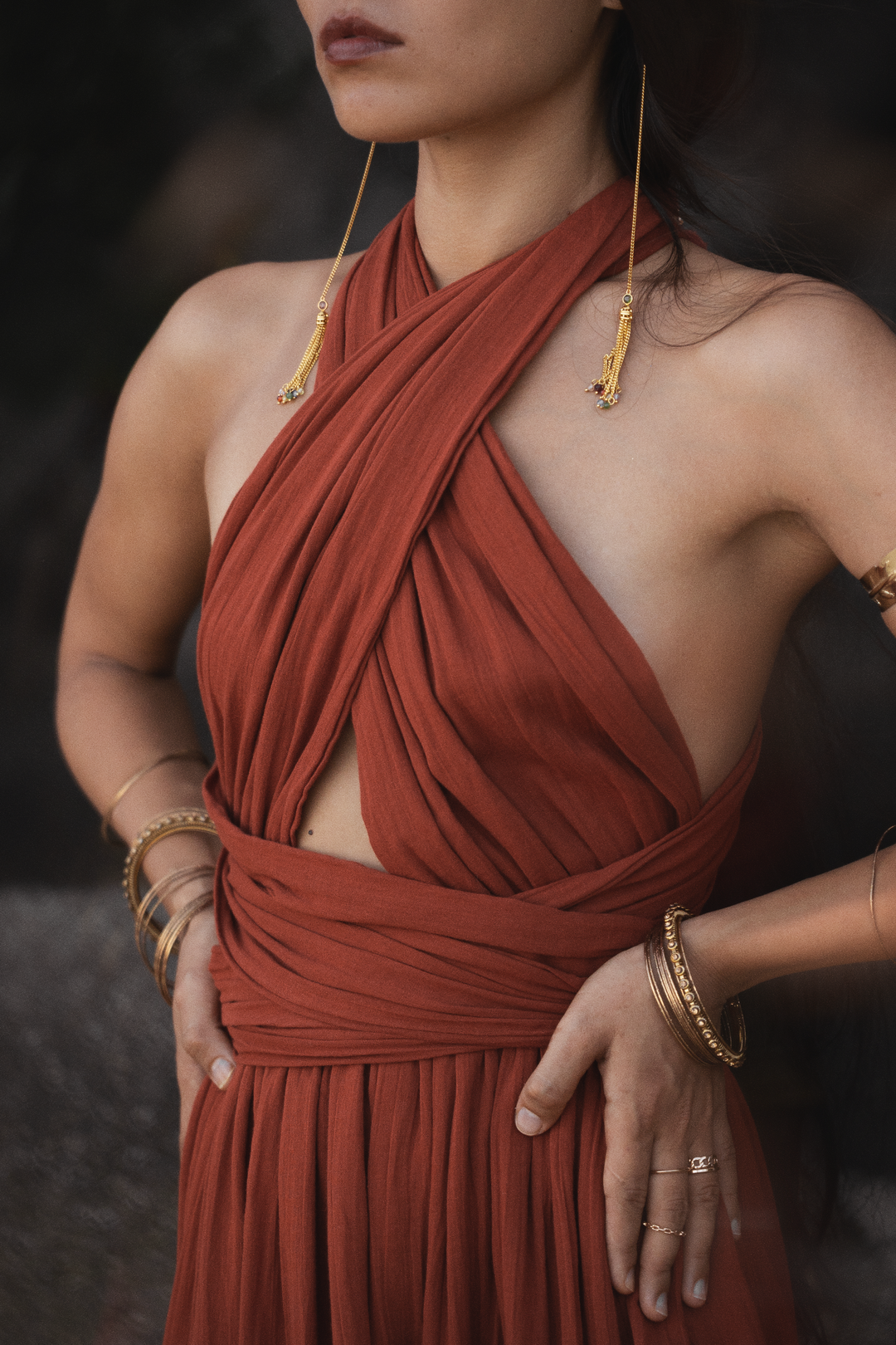 Amara Bohemian Maxi Dress Rust