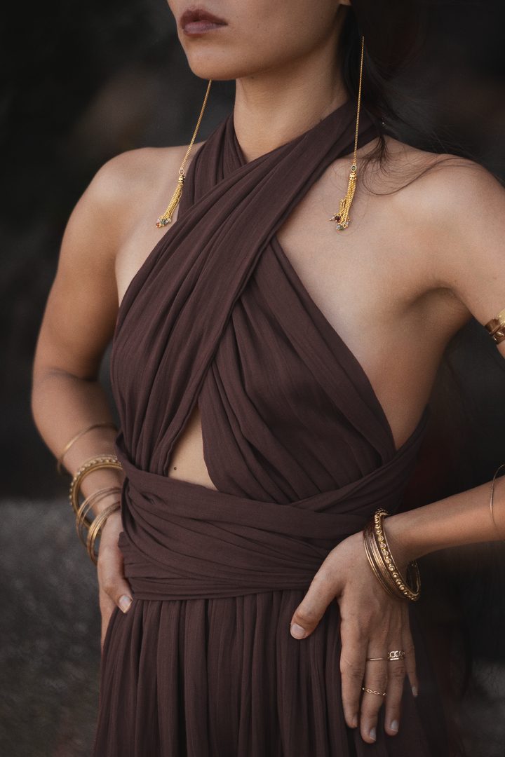 Amara Bohemian Maxi Dress Brown