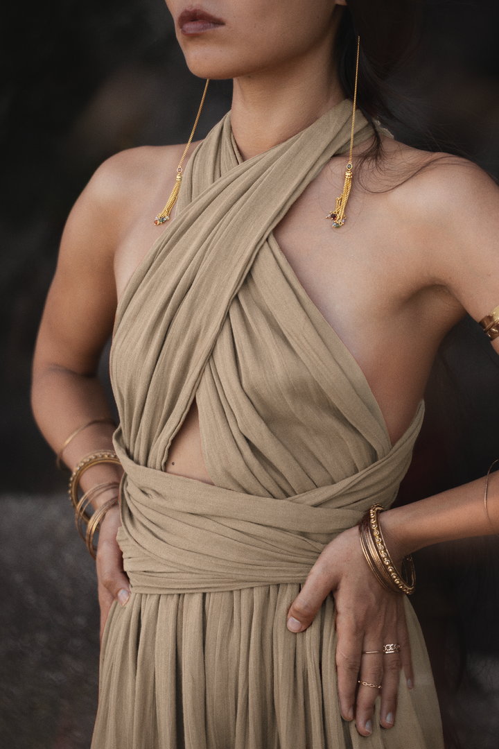 Amara Bohemian Maxi Dress Beige