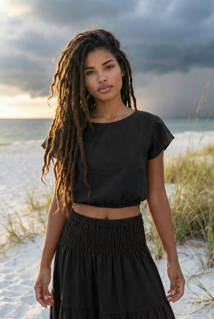 Cap Crop Top Sina Black