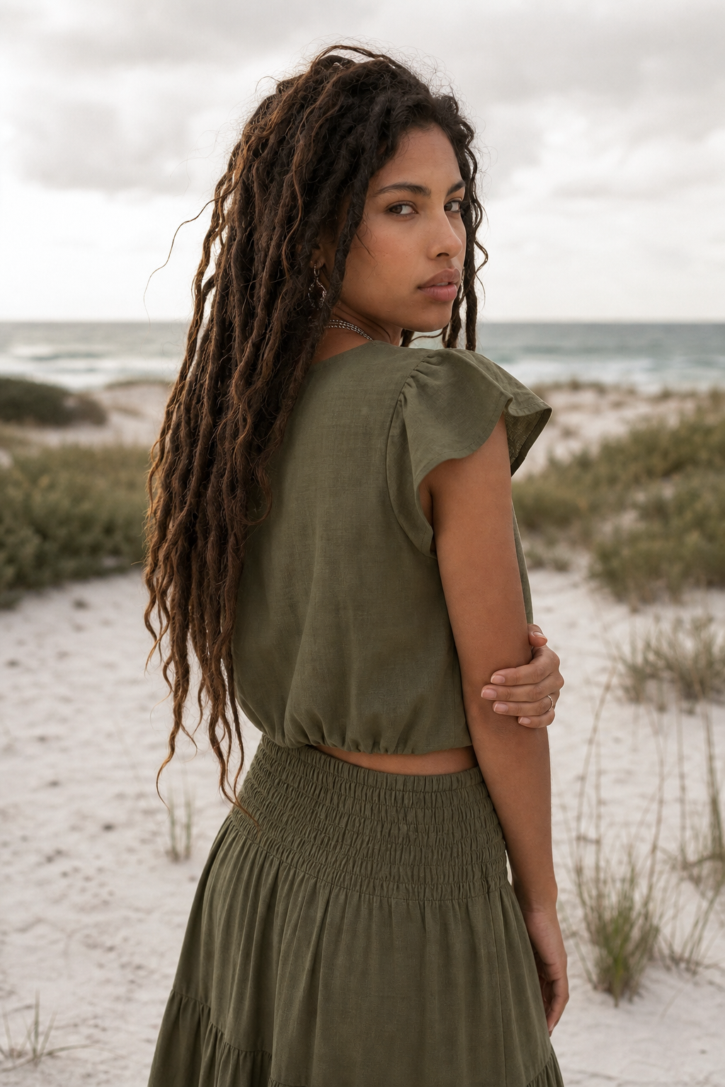 Cap Crop Top Sina Olive