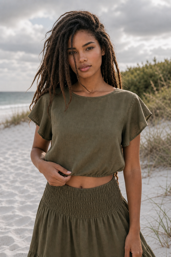 Cap Crop Top Sina Olive