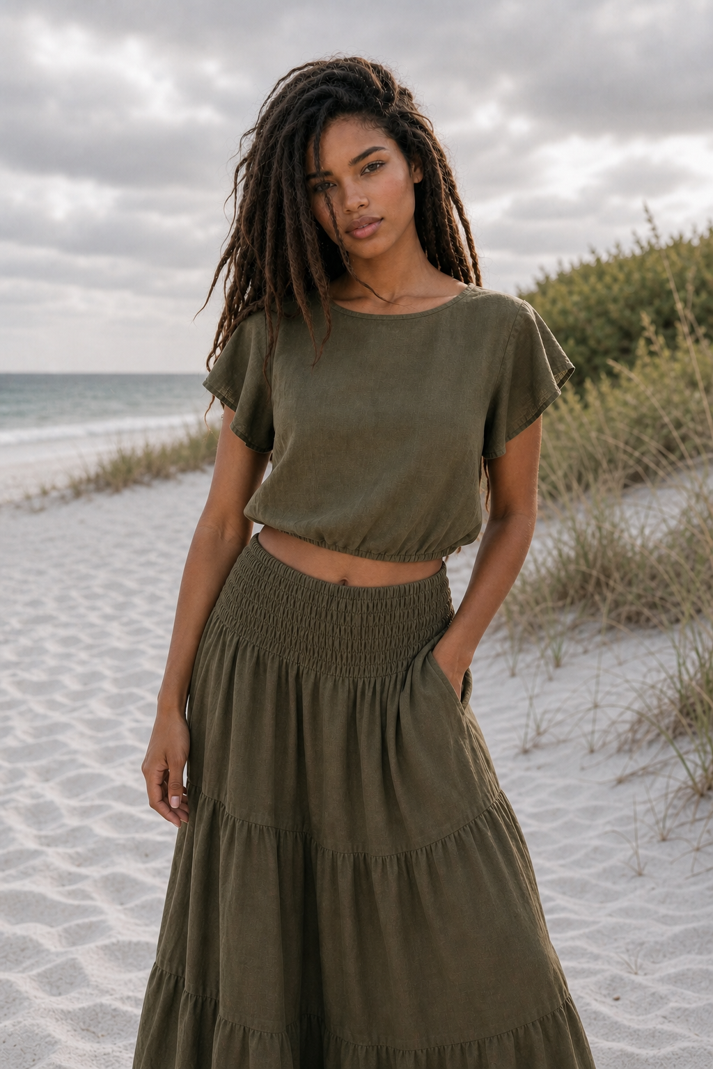 Cap Crop Top Sina Olive