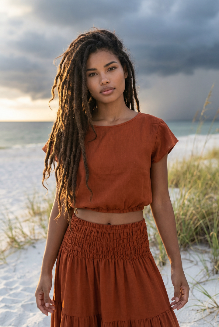 Cap Crop Top Sina Rust