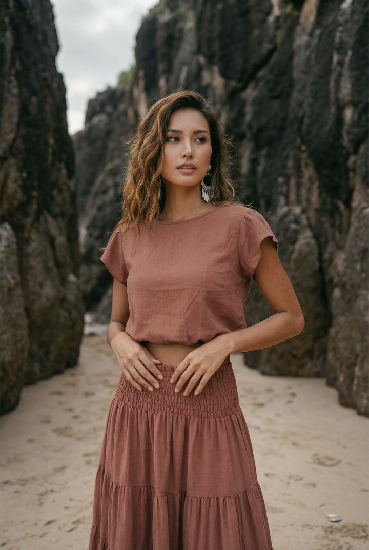 Cap Crop Top Sina Sandstone