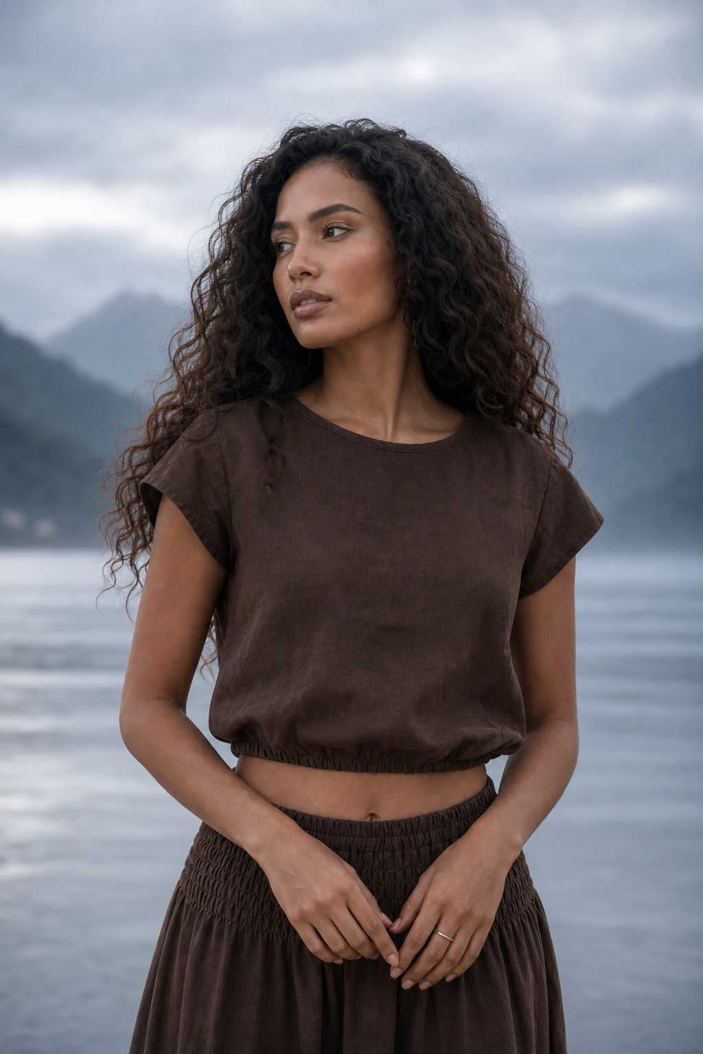 Cap Crop Top Sina Brown