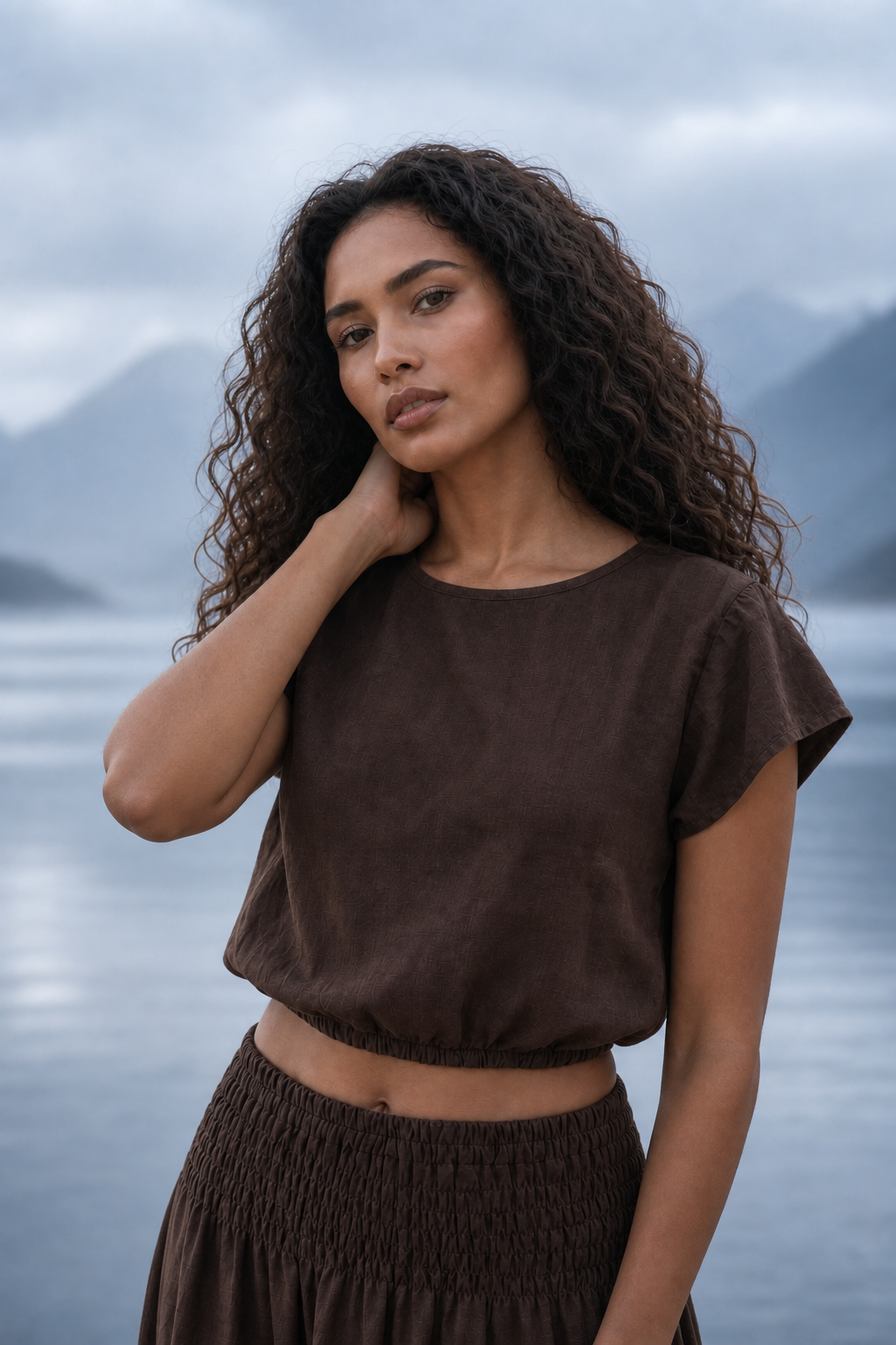 Cap Crop Top Sina Brown
