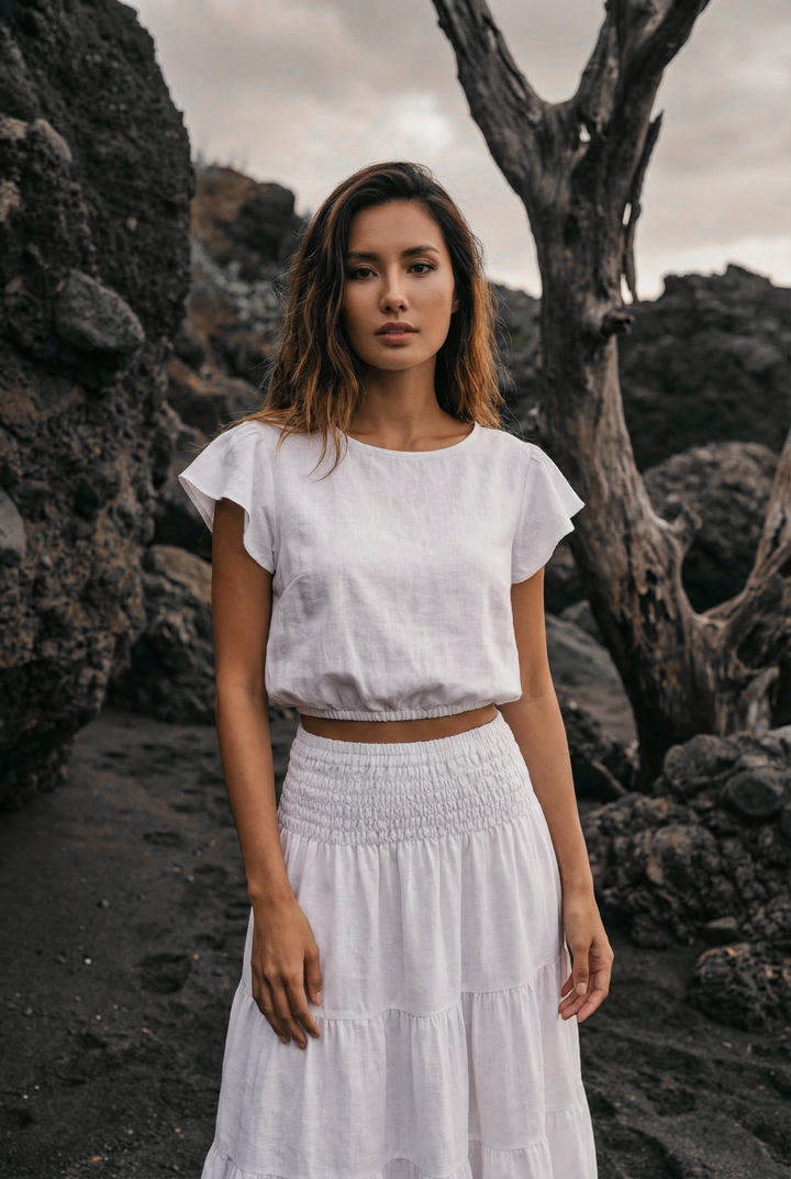 Cap Crop Top Sina Cream
