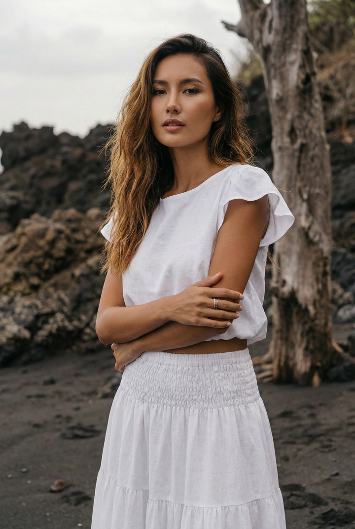 Cap Crop Top Sina Cream