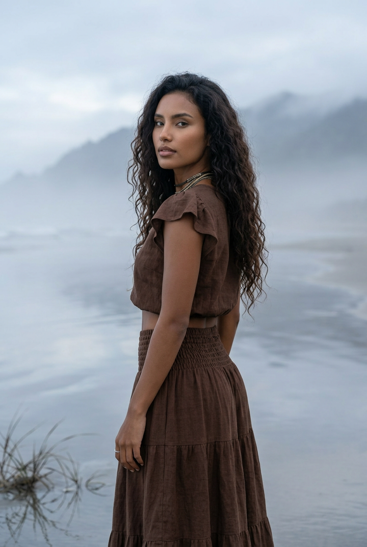 Cap Crop Top Sina Brown