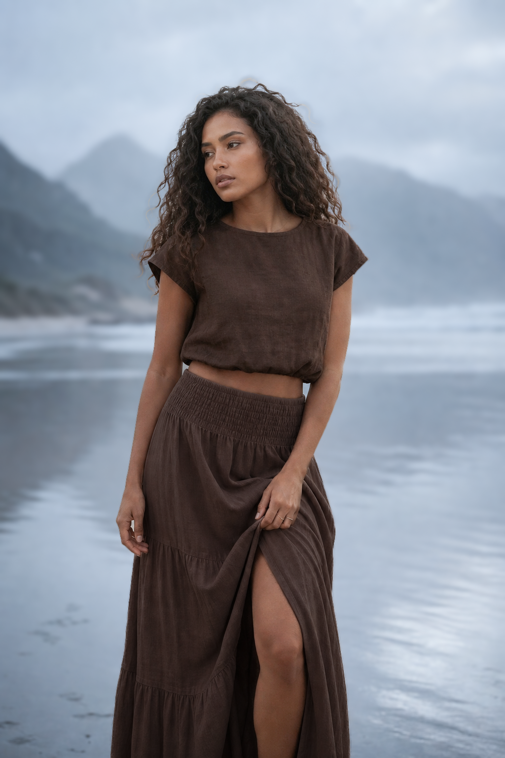 Cap Crop Top Sina Brown