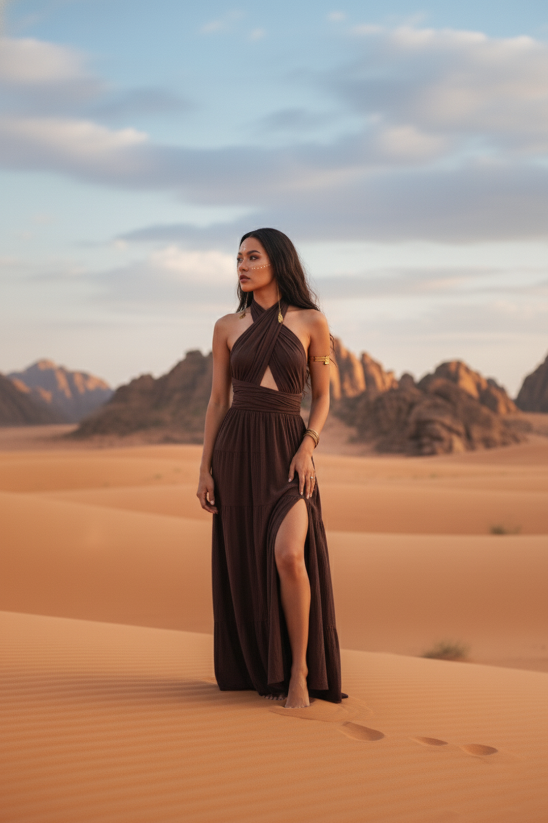 Amara Bohemian Maxi Dress Brown