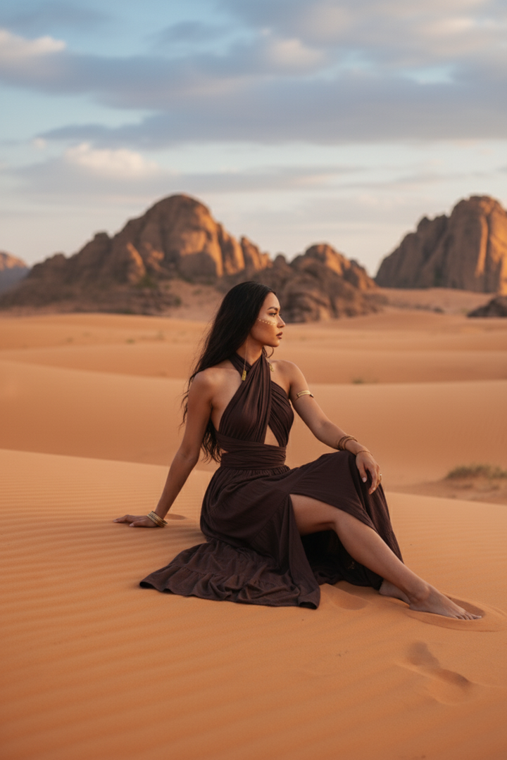 Amara Bohemian Maxi Dress Brown