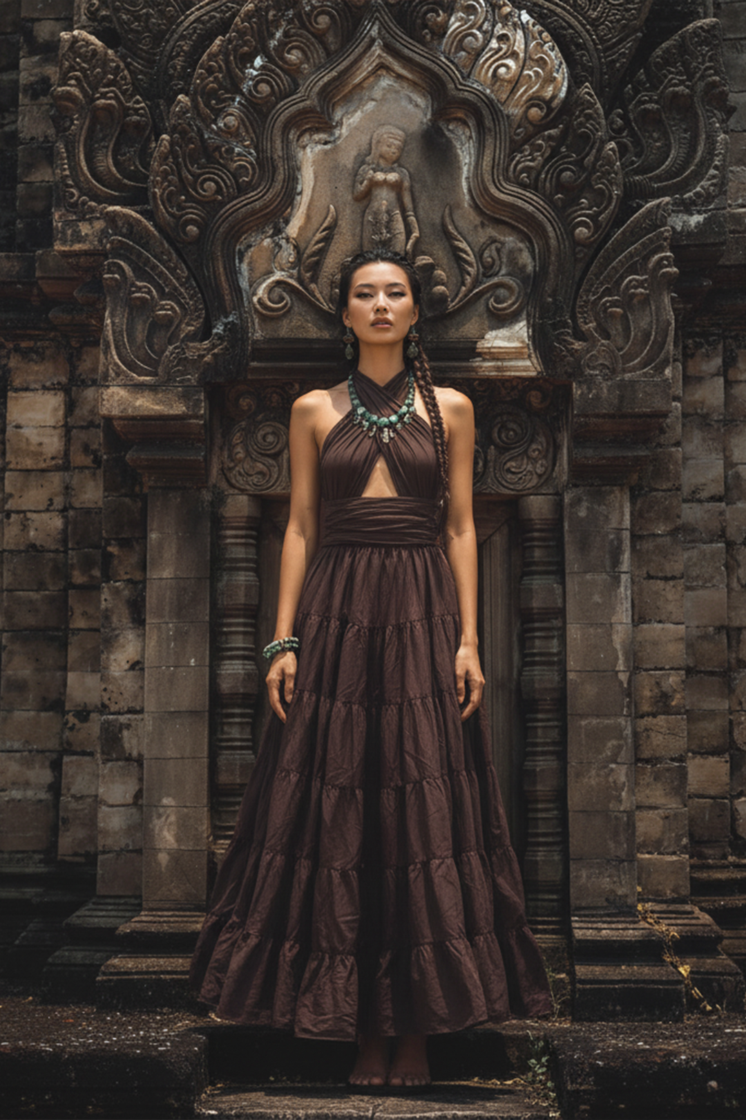 Amara Bohemian Maxi Dress Brown
