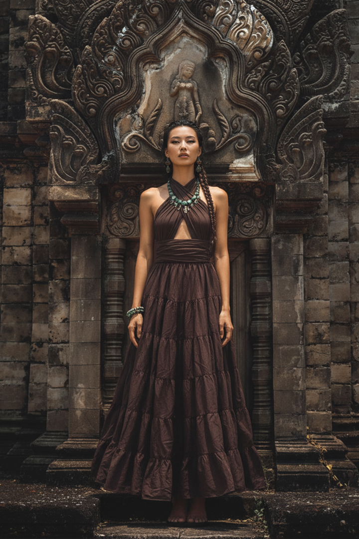 Amara Bohemian Maxi Dress Brown