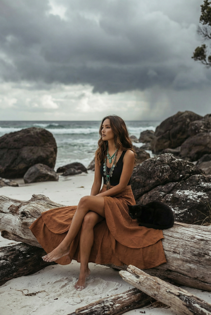 Nalani Cotton Wrap Skirt Burnt Orange