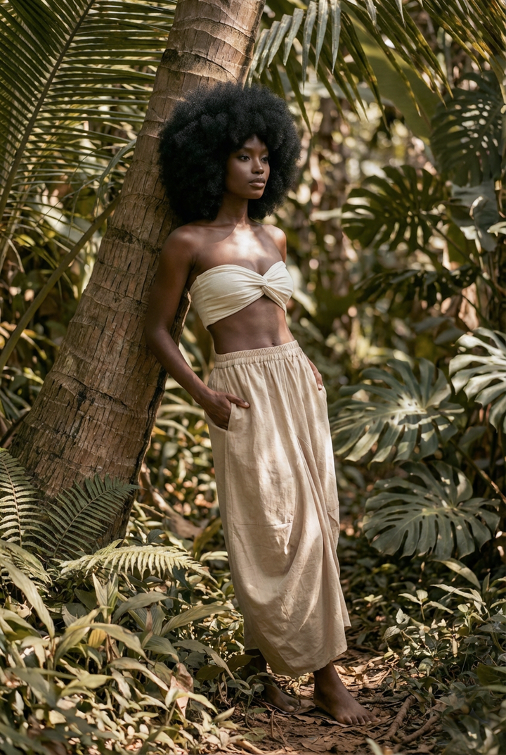 Woman in a natural setting with tropical plants