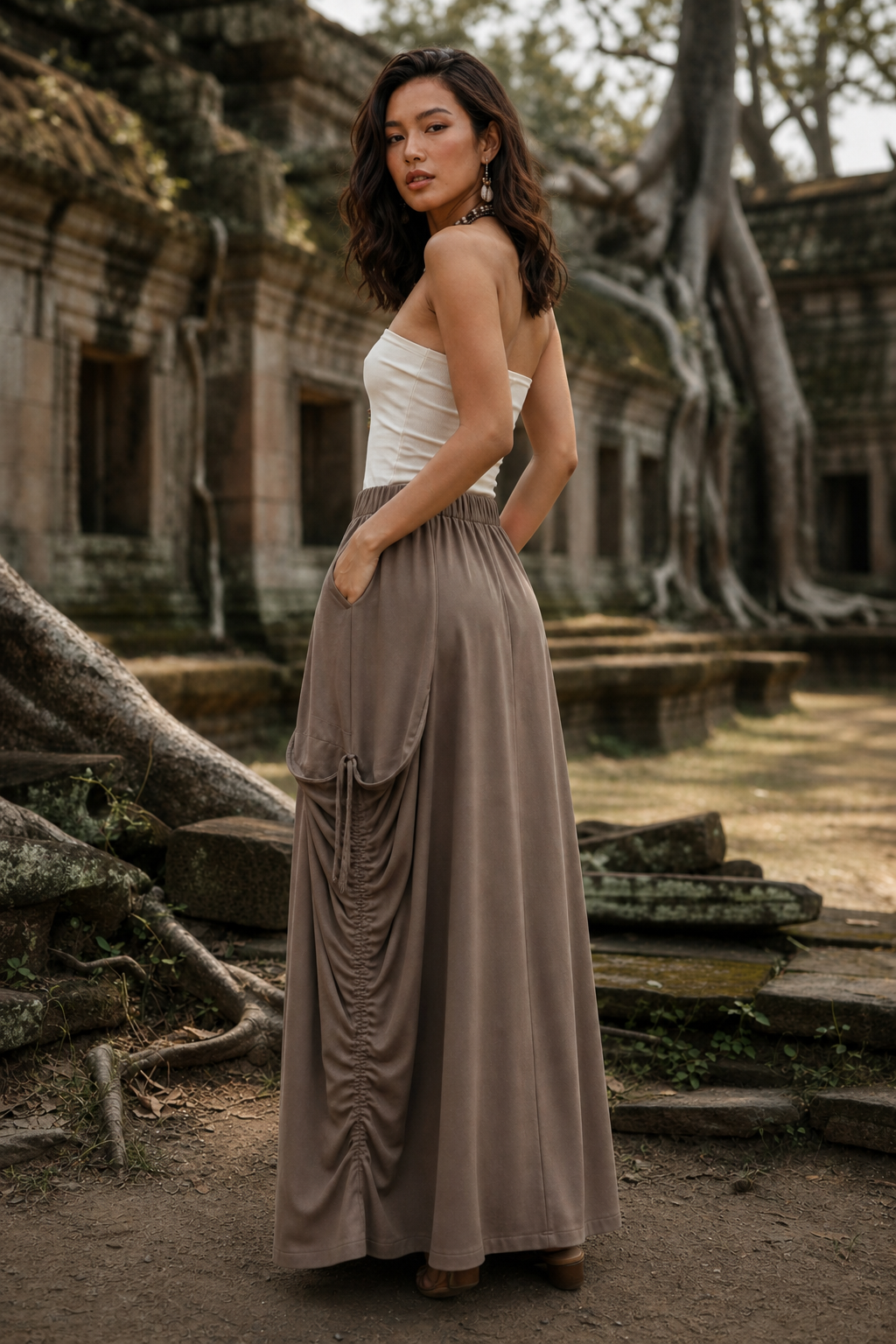 2-in-1 Maxi Skirt Palazzo Pants Desert Orchid