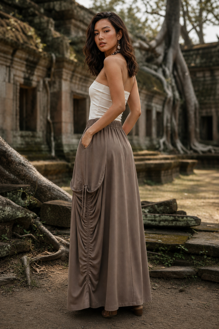 2-in-1 Maxi Skirt Palazzo Pants Desert Orchid