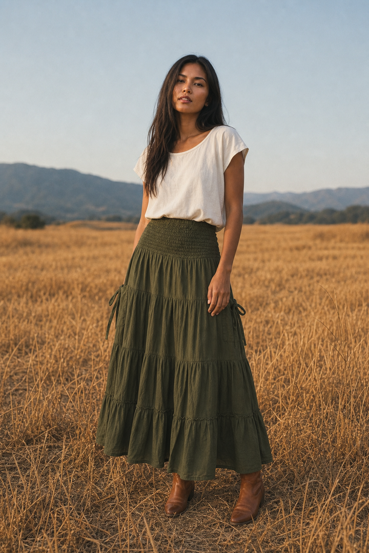 Hana Maxi Pocket Skirt Olive