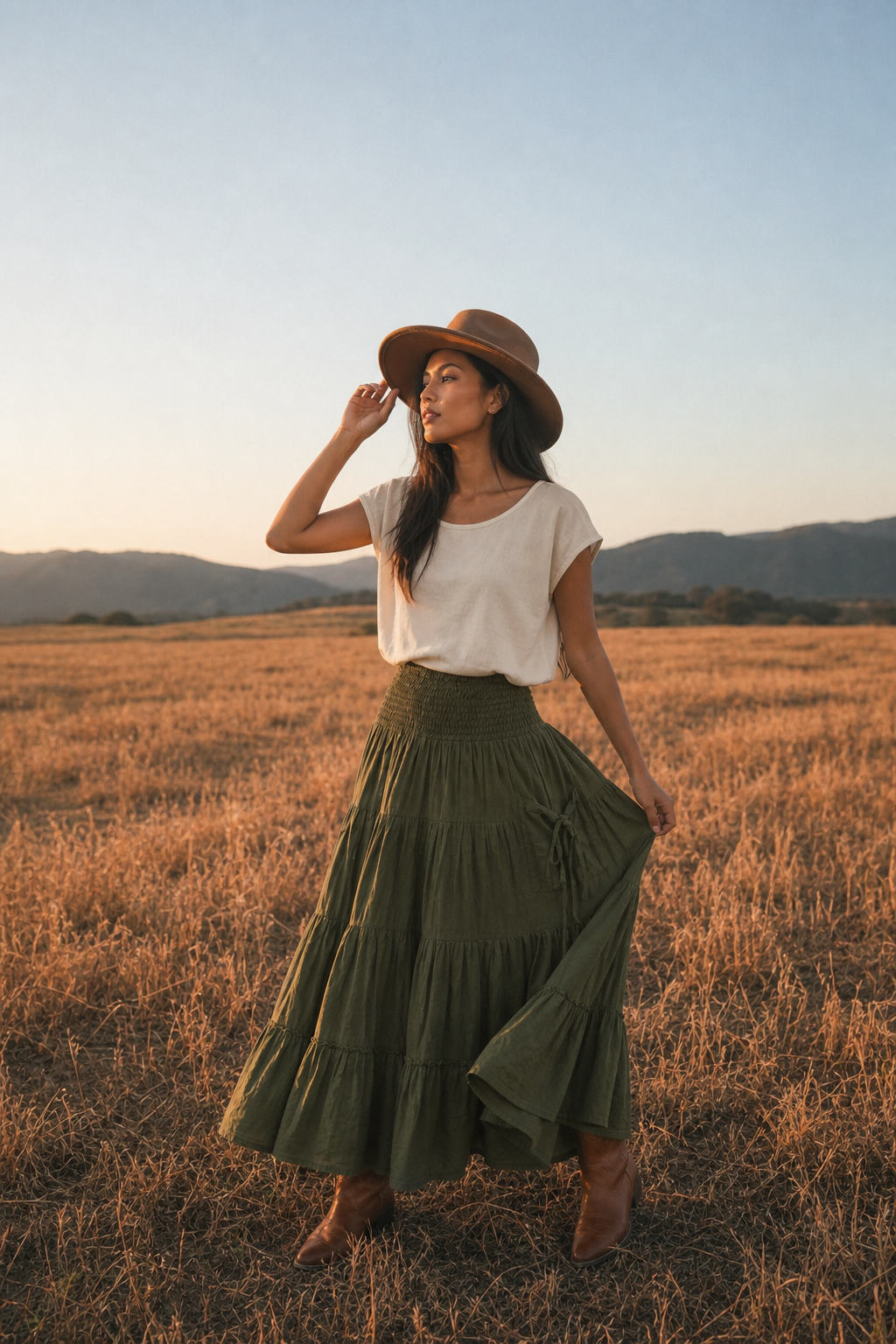 Hana Maxi Pocket Skirt Olive