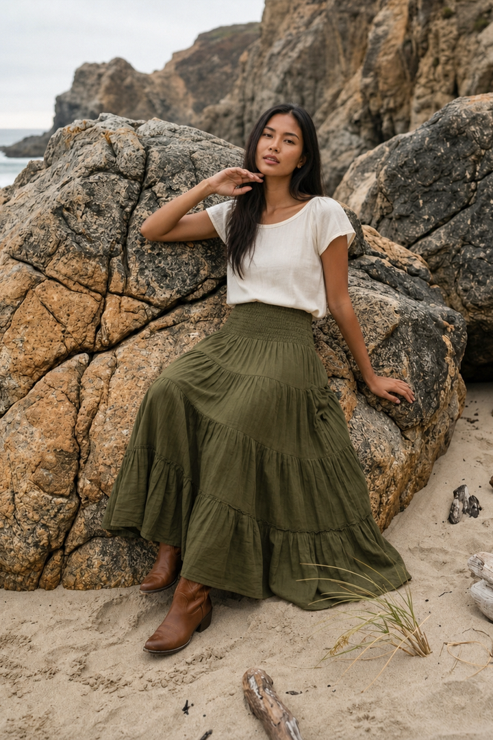 Hana Maxi Pocket Skirt Olive