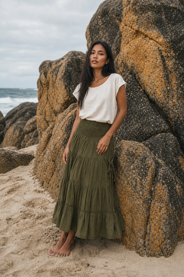 Hana Maxi Pocket Skirt Olive
