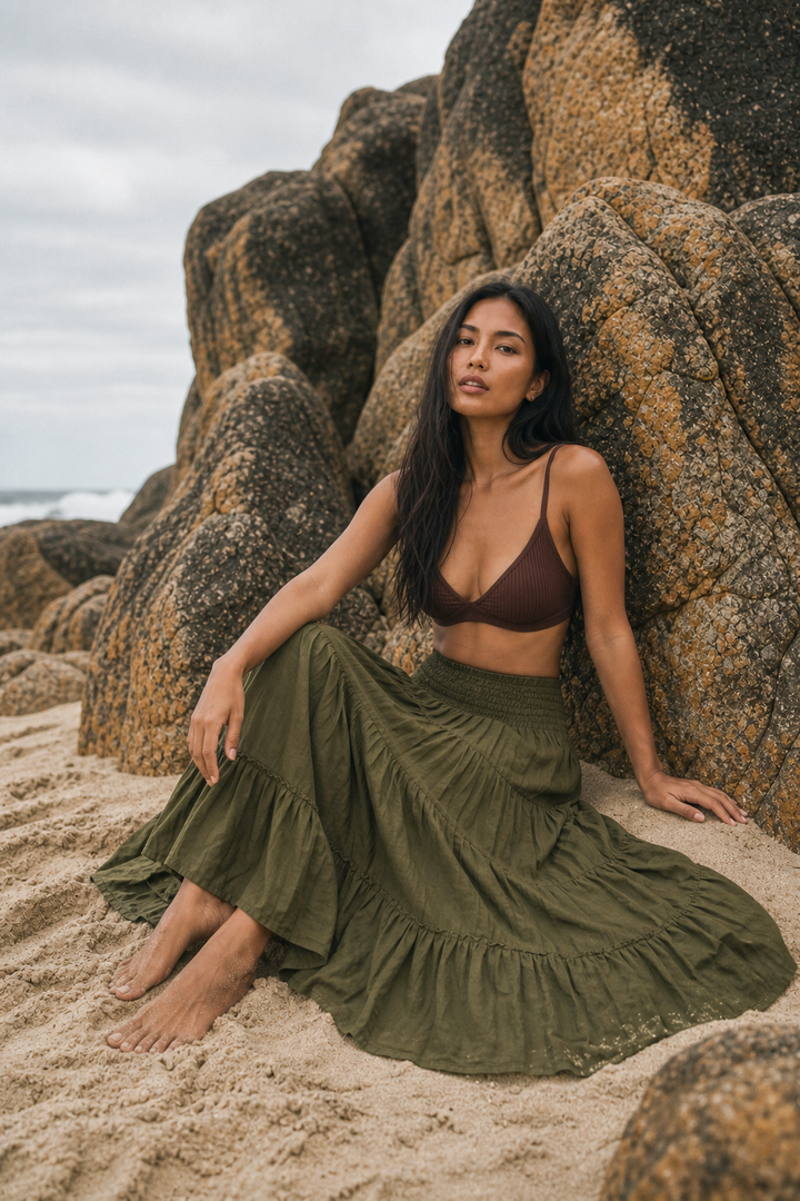 Hana Maxi Pocket Skirt Olive