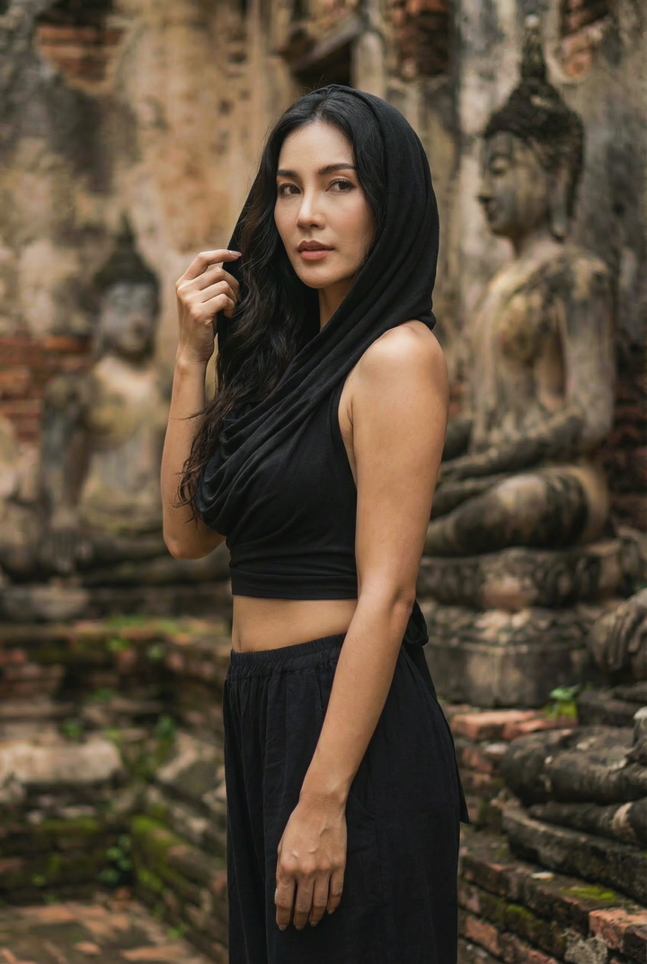 Backless Hood Top Murrala Black