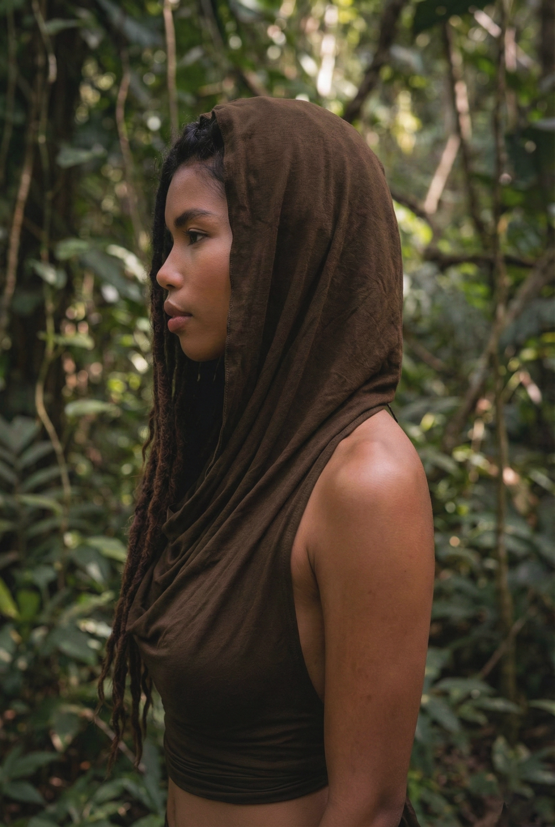 Backless Hood Top Murrala Brown
