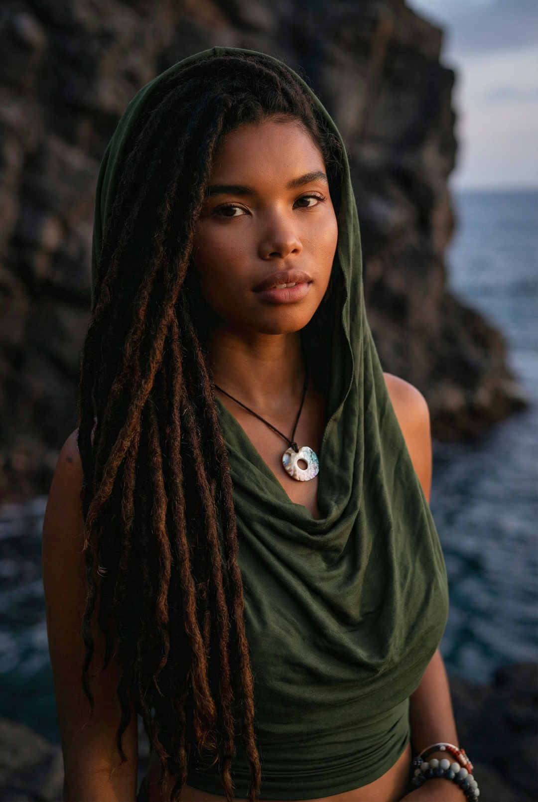 Backless Hood Top Murrala Green