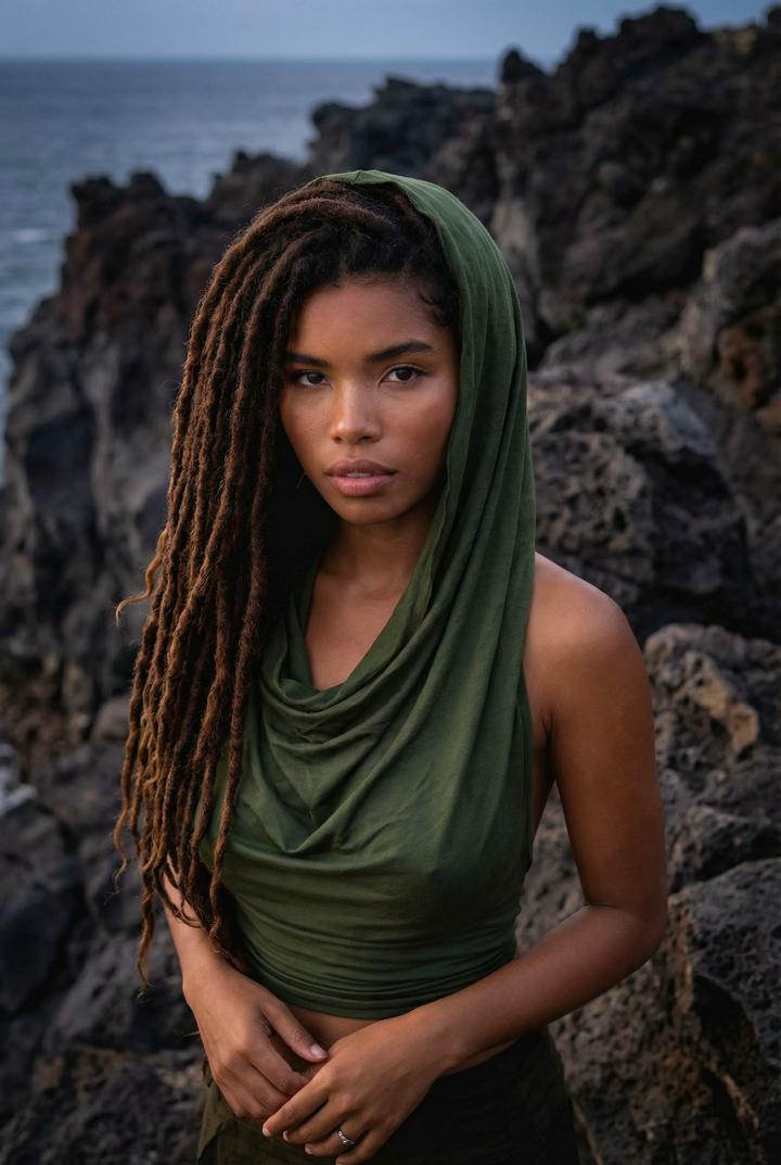 Backless Hood Top Murrala Green